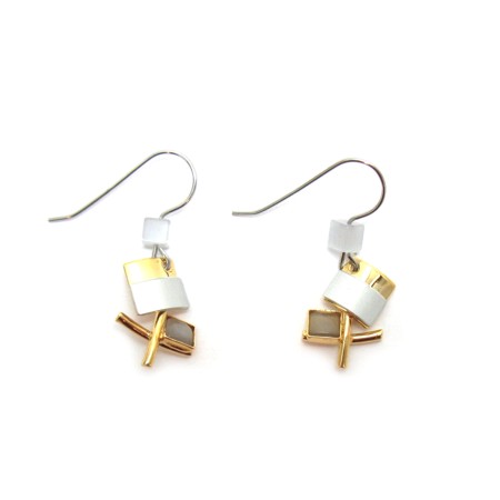 Two tone Shiny Gold and Light Grey Dangles by Crono Design - Click Image to Close